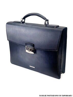 ST Dupont 191240 Toit de Paris Atelier Black-Blue Leather Briefcase